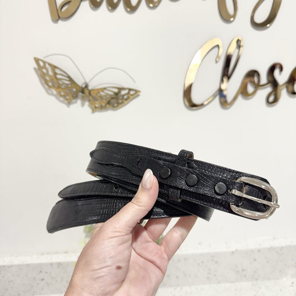 Vintage Mene Lyntone Black Western Genuine Leather Belt 42
